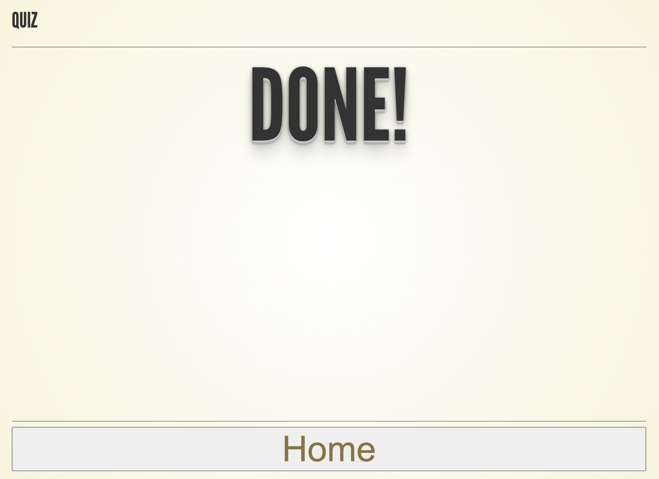 Quiz — completion screen
