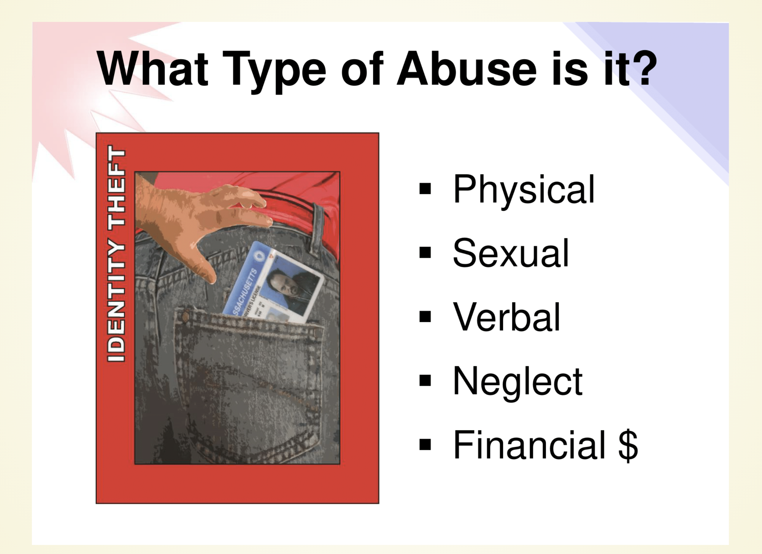 Identity theft quiz question